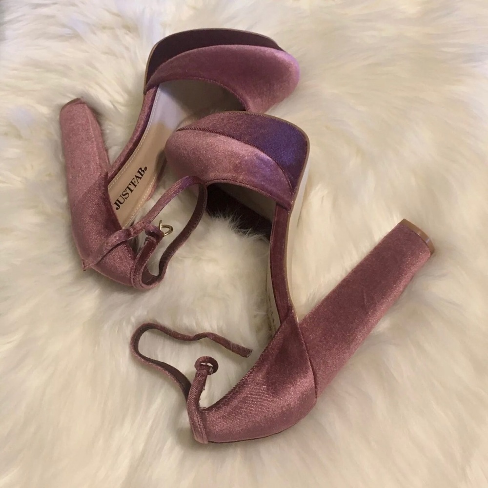 Mauve Pink Velvet Heels
